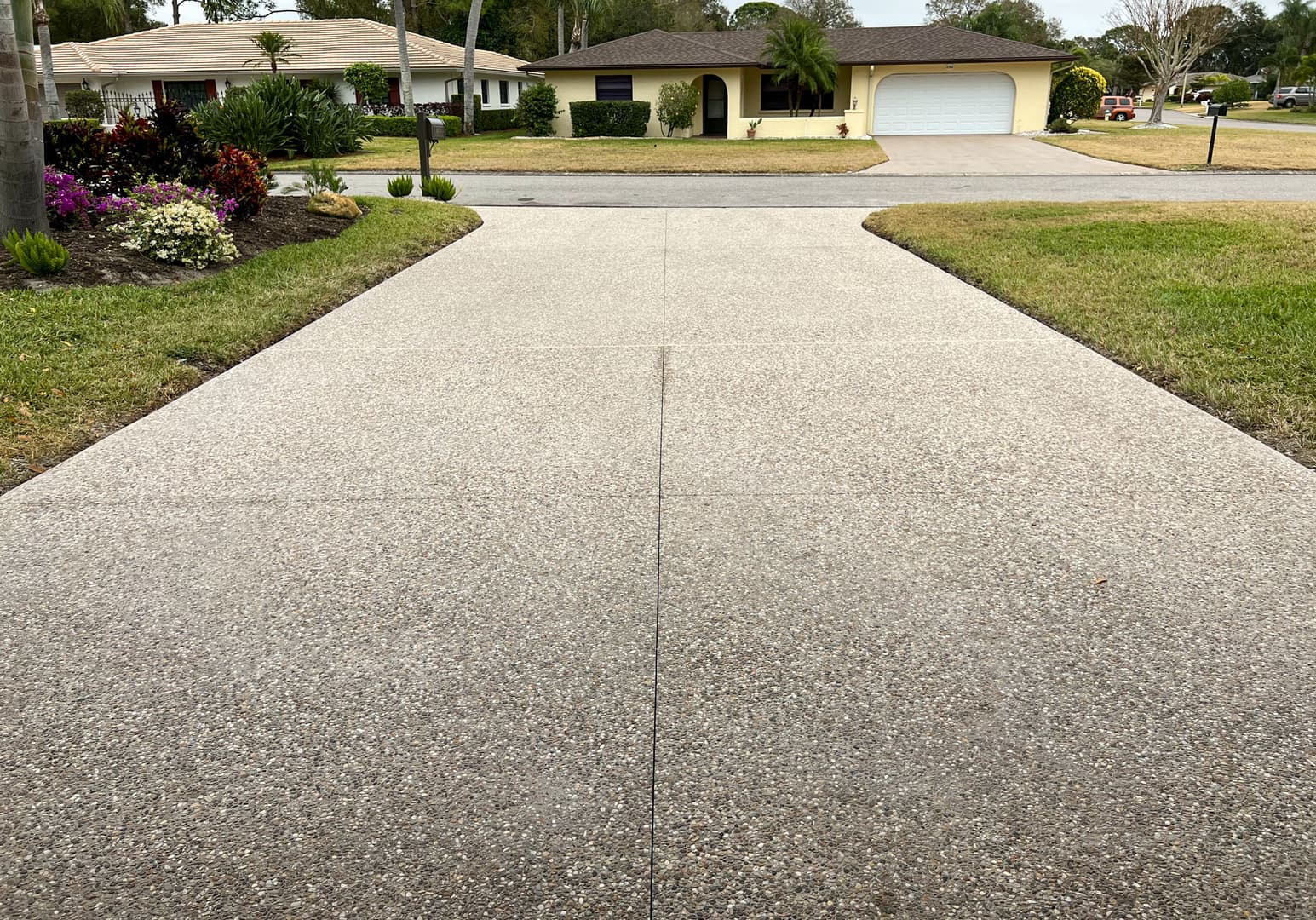 Exposed Aggregate concrete finishing on completed project