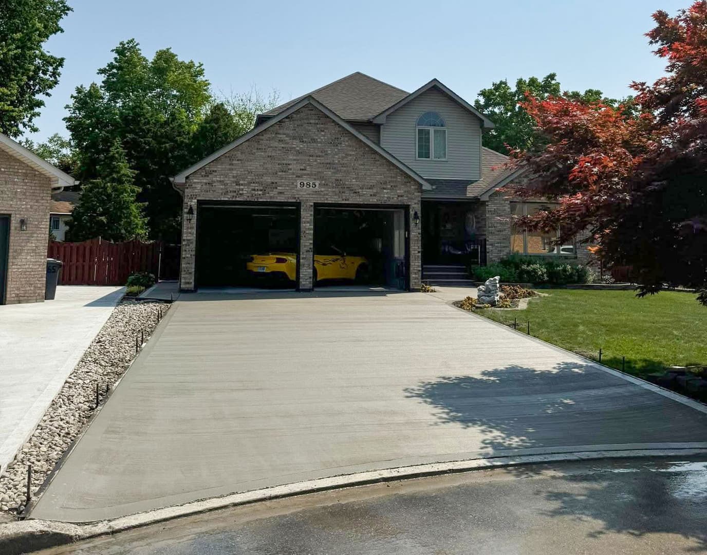 Broom concrete finishing on completed project