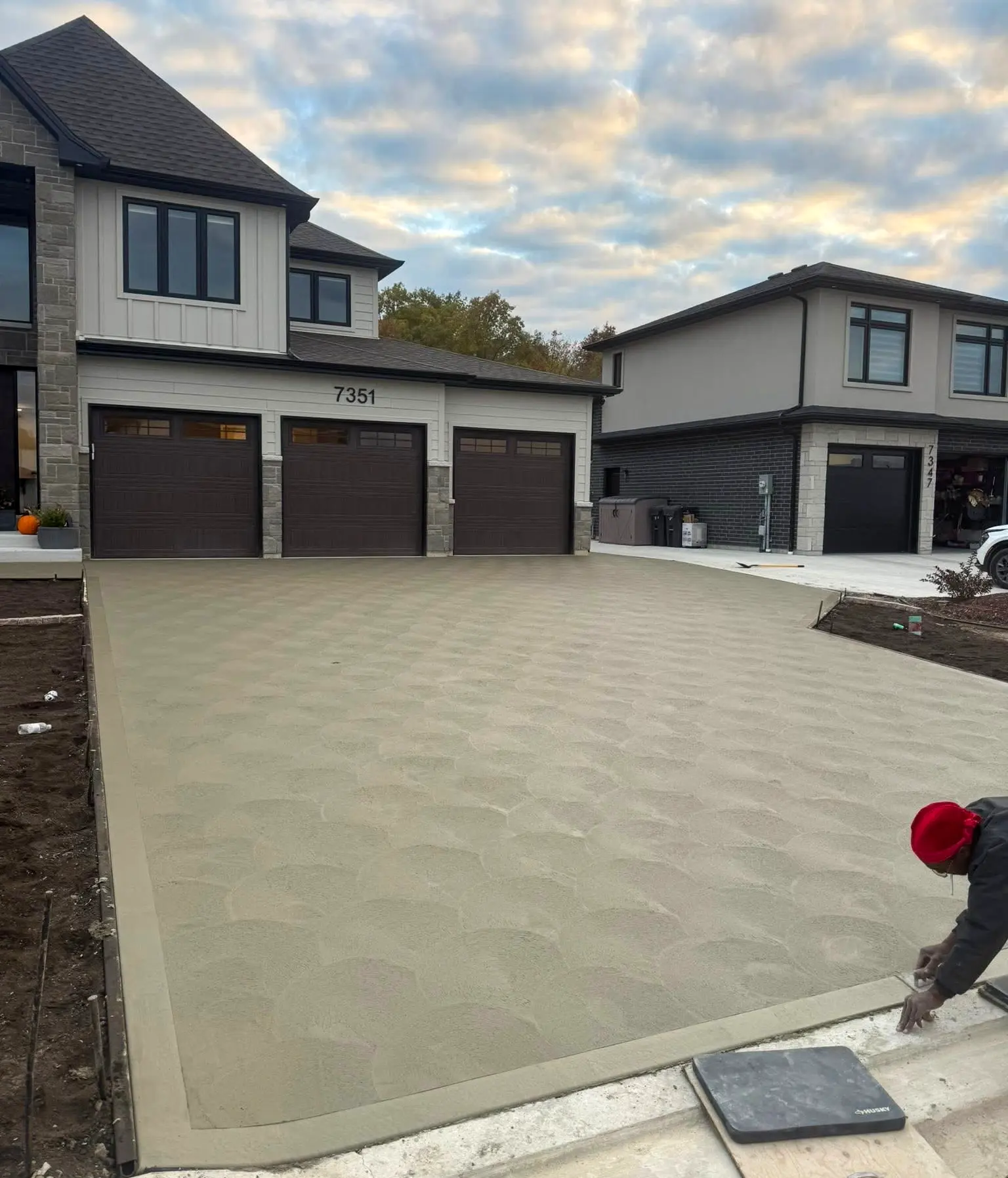 Large double concrete driveway with spin finish in Windsor